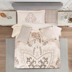 مفرش صيفي مفرد ونص 8 قطع - مارجو -كريمي غامق