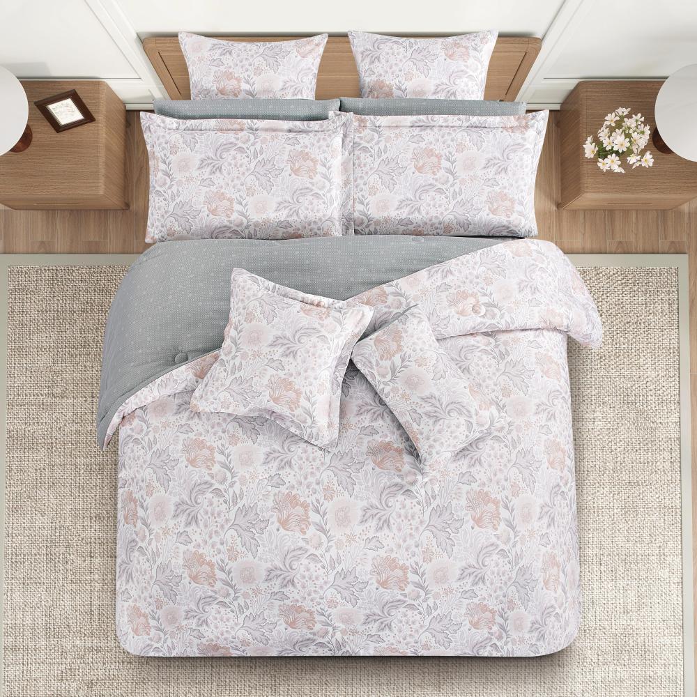 مفرش صيفي مفرد ونص 4 قطع - اديلين - كريمي - رمادي