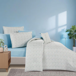 مفرش قطن  صيفي مقاس كوين 8 قطع - نوفارين - سكري - ازرق