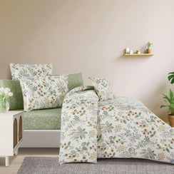 مفرش قطن  صيفي مقاس كوين 8 قطع - نوفارين - سكري - اخضر