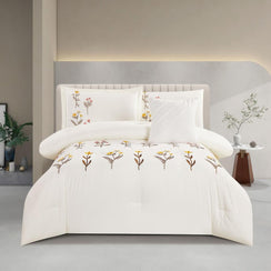 مفرش صيفي مفرد ونص مطرز فاخر 6 قطع - غراتسيا - سكري