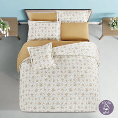 مفرش قطن صيفي مزدوج 8 قطع - زافيرا - كريمي - بيج غامق