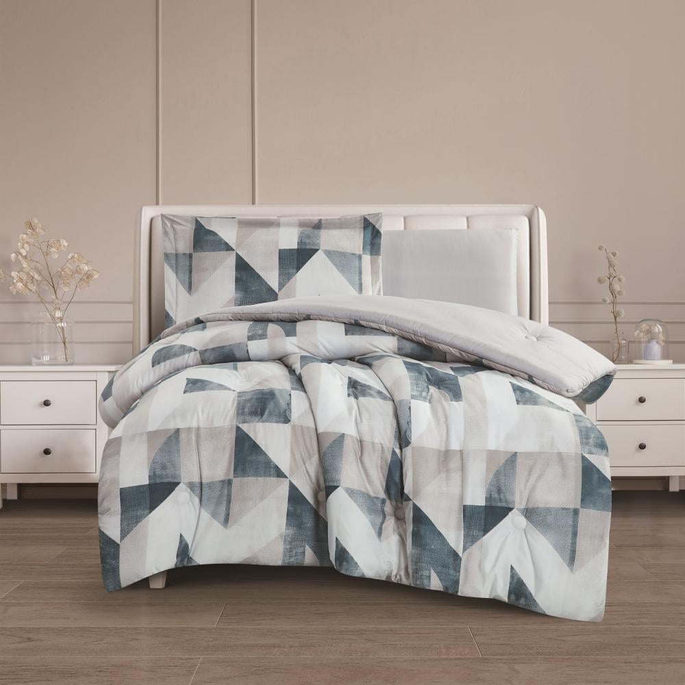 مفرش صيفي مفرد ونص وجهين 4 قطع  - سيلون - رصاصي