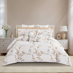 مفرش صيفي مزدوج 10 قطع - بريسا - كريمي - بيج غامق