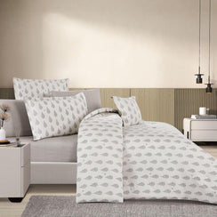 مفرش قطن  صيفي مقاس كوين 8 قطع - نوفارين - كريمي - رمادي