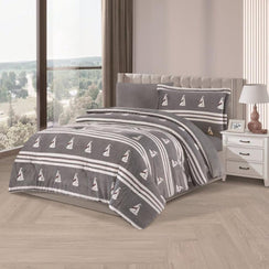 مفرش شتوي مخمل مفرد ونص 4 قطع - تالورا - رمادي