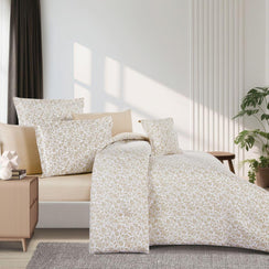 مفرش قطن  صيفي مقاس كوين 8 قطع - نوفارين - كريمي - بيج