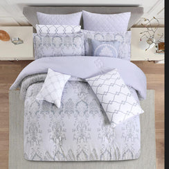 مفرش صيفي مزدوج 10 قطع - ريفيرا - رصاصي