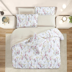 مفرش صيفي مفرد ونص وجهين 4 قطع - سيلون- ابيض - بيج فاتح